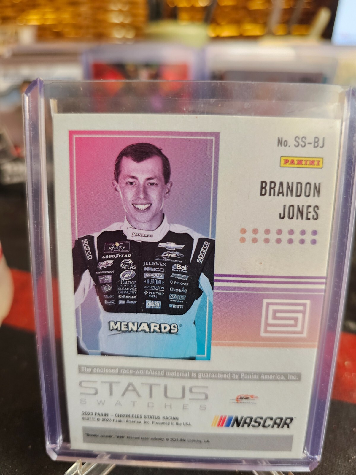 FILA 2023 Panini Chronicles Status Racing Brandon Jones #SS BJ Status Swatches
