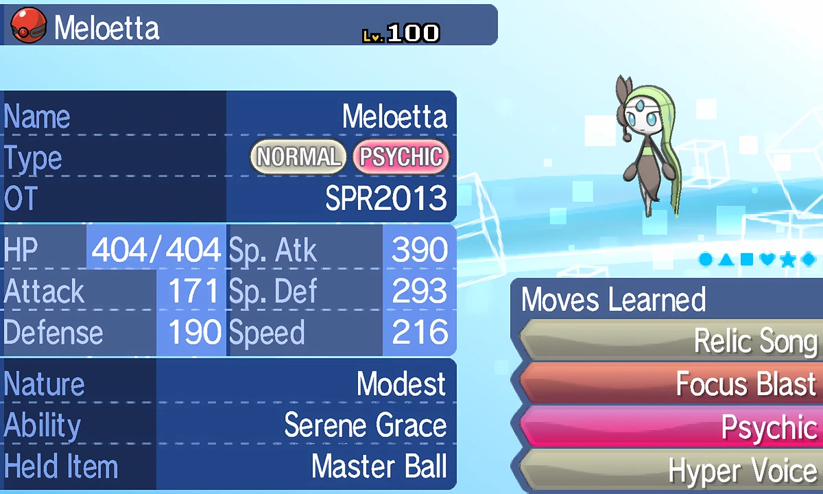 Mythical 6IV MELOETTA ⚡ Pokemon XY ORAS Ultra Sun & Moon 3DS ⚡ lv100 Event +EVs