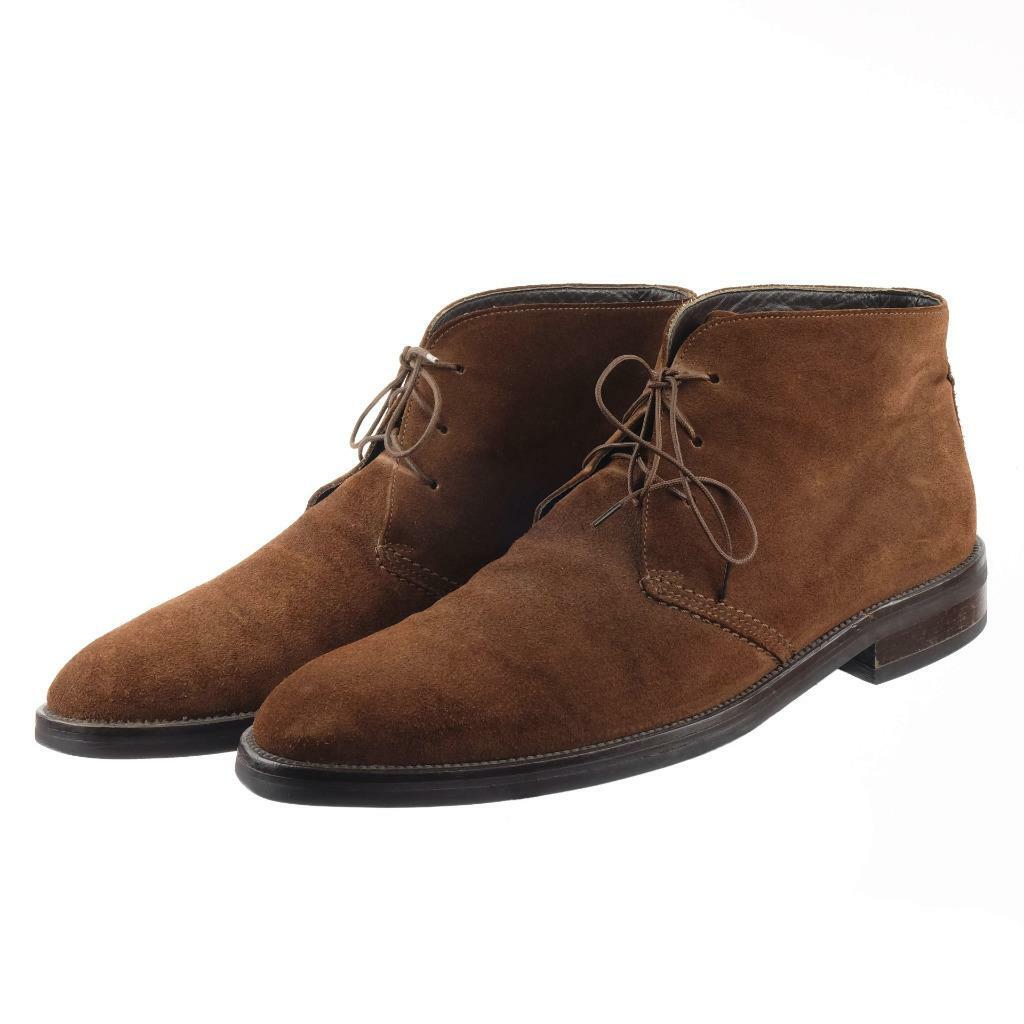 靴 italy made lace up boots brown suede FACONNABLE Ankle Boots Lace-Up Dark Brown Suede Sz. 13 ITALY