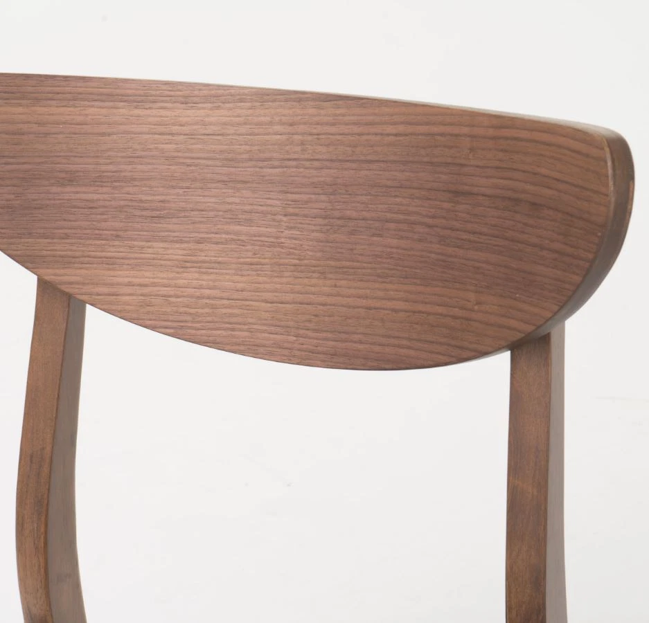 Juego de 2 sillas de comedor de cuero contemporáneo de madera marrón oscuro asiento de cuero cocina Foto 3 de 4