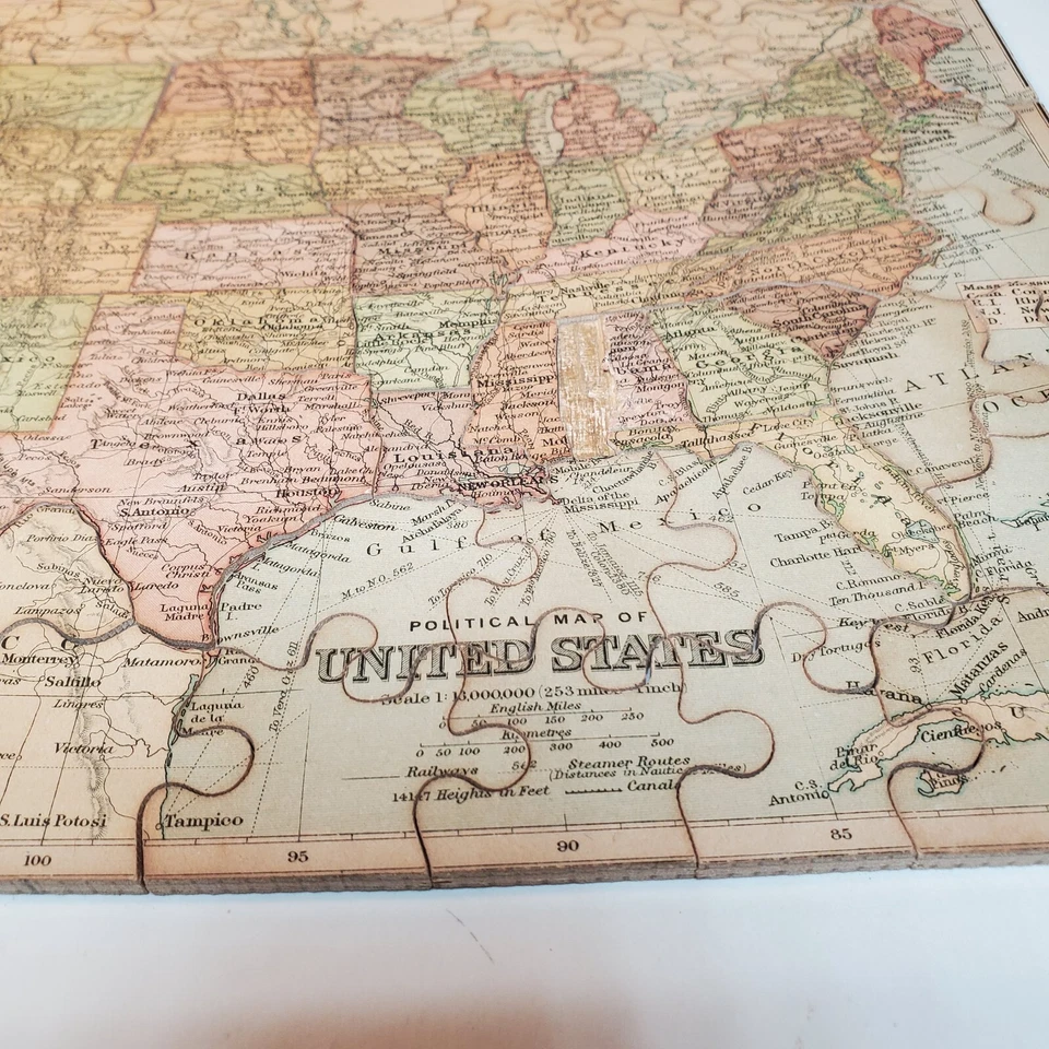 VICTORY Geographical Map Jigsaw Puzzle US & England Wooden Vintage 50s Complete - Image 2 of 4