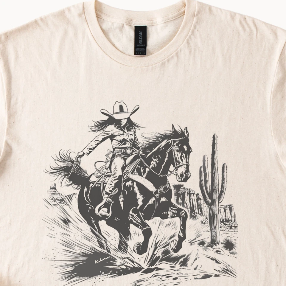 Camiseta vaquera jinete de caballo camisa gráfica occidental Foto 2 de 4