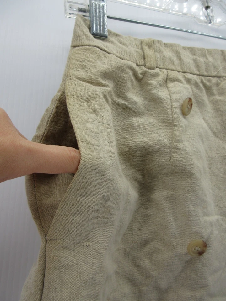 ВИНТАЖНЫЙ Ralph Lauren юбка женщин 6 бежевый льняной надежном Midi Cottagecore 80-х США * - Изображение 3 из 4