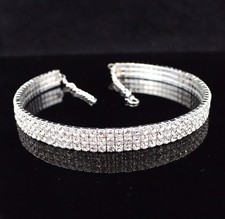 3-Row Clear Austrian Rhinestone Crystal Choker Necklace Party Bridal Prom NC1