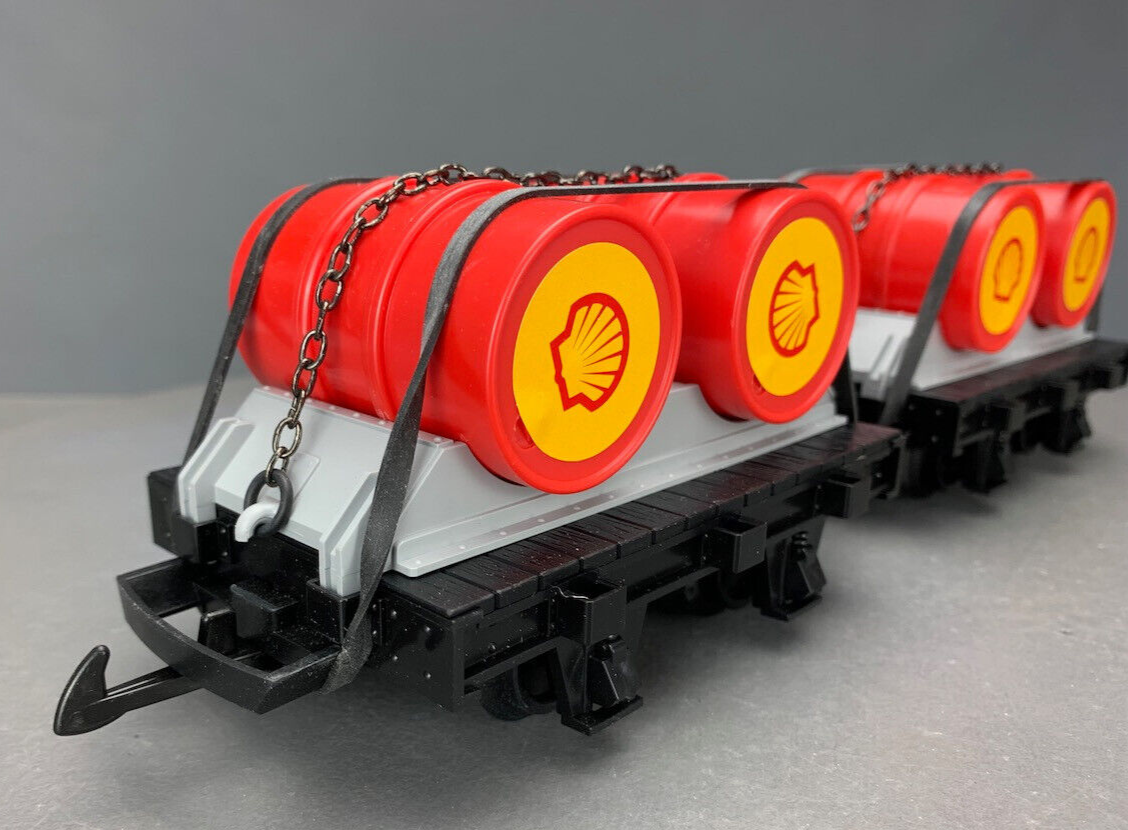 LGB ブラックバックオープンタンクトップ サイズ1 身丈90㎝ G Scale LGB 45170 *1 FRR Shell Oil Drum Flat Cars 2 Car Set NIB