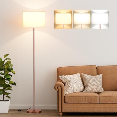 60'' Modern Floor Lamp with Shade, Tall Lamps for 60 inches white