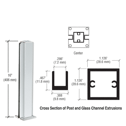 CRL D990A16C Satin Anodized 16" Center Design Series Partition Post - Picture 2 of 8
