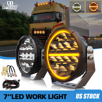 2x7'' LED Work Lights Driving Fog Pods Combo beam for Scania Volvo DAF MAN Truck