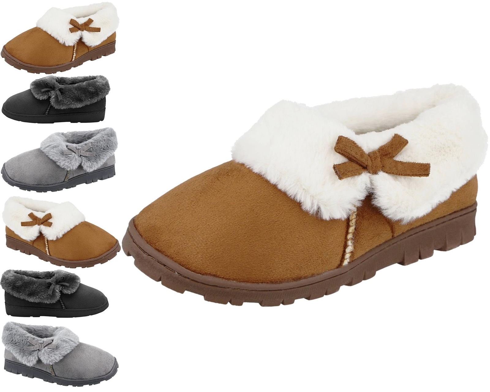 SAOLA Pantofole donna in pelliccia sintetica calda suola rigida foderata per interni scarpe comode taglia 3 8