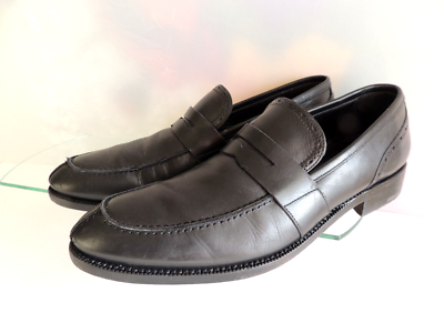 Ermenegildo Zegna Mens Black Slip On Leather Loafers Dress  display picture 1