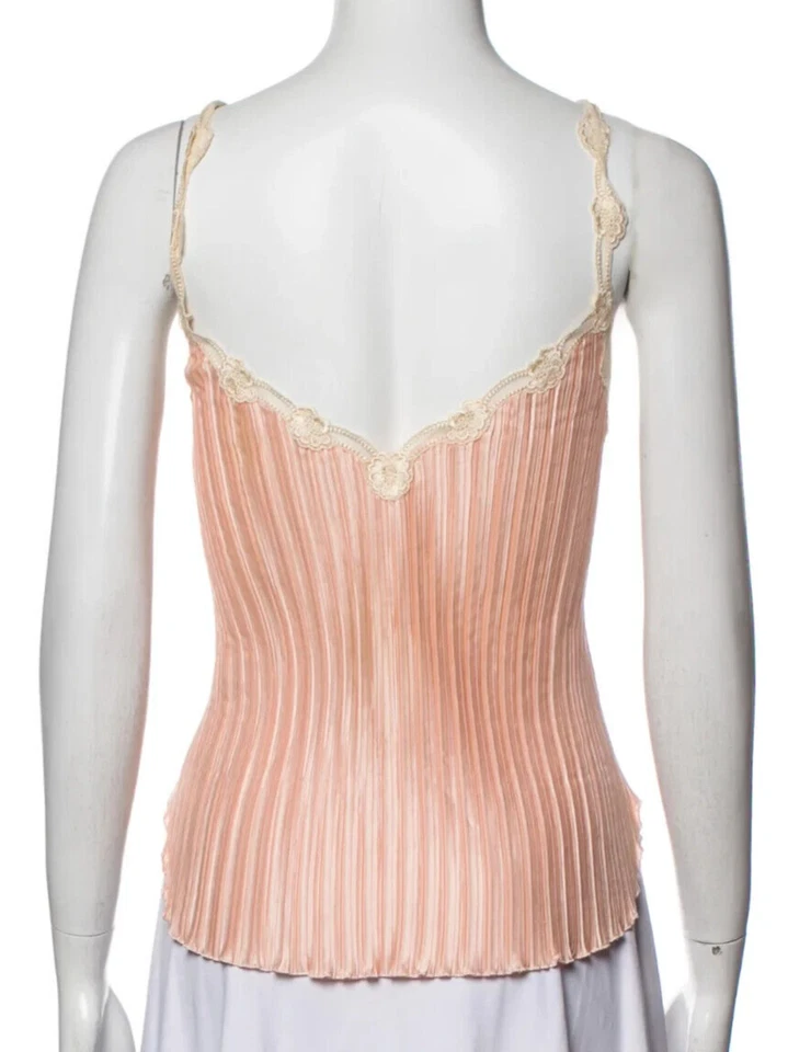 La Perla 百褶桃子手风琴文胸内衣 Chemise Top 婴儿娃娃 蕾丝 US 8 — 第 3/4 张图片