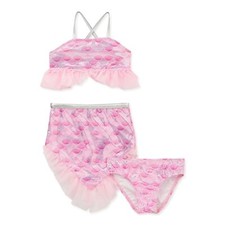 NWT toddler Girl 3-Piece Wonder Nation Pink Mermaid Bikini Swim set Size 2T