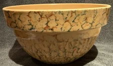 Vintage 9” Stoneware Yellow Over and Back Sponge Ware Bowl
