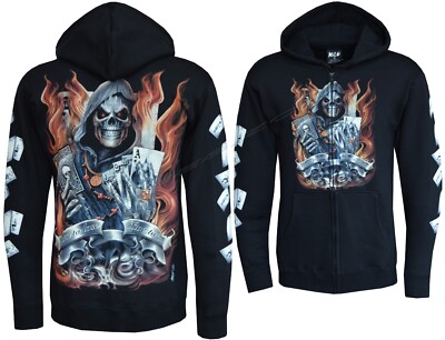 Kapuzenpullover mit Reißverschluss Sensenmannsspiel Born to Lose Live to Win Glow in Dark von Wild