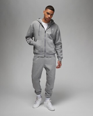 Air Jordan Brooklyn Essentials Fleece Full Zip Hoodie Grey Black