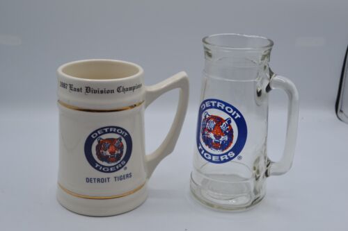 Vintage Detroit Tigers Mug Baseball Gold MLB 1987 Champions And Glass Mug
