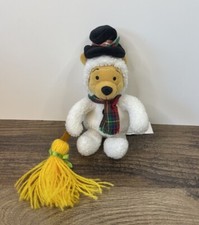 Disney 8" Snowman Winnie the Pooh Beanbag Plush Broom Hat Frosty Snow