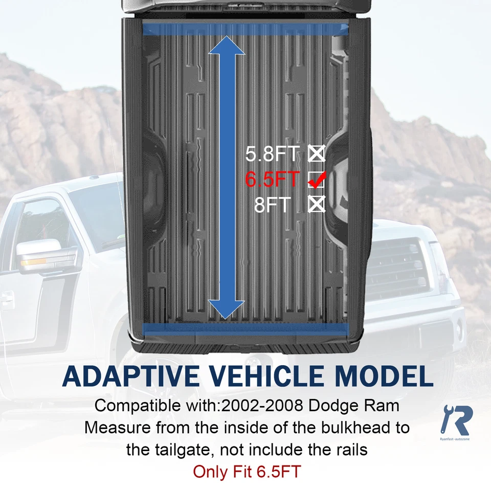 Cubierta rígida triple plegable de platón corto de 6,5 ft para Dodge Ram 2002-2008 Foto 2 de 4