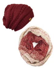 Wrapables Warm Fall and Winter Infinity Scarf and Beanie Set