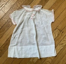 Antique 1910s Baby Girl Infant Gown Dress Pink Bow Ruffle Collar 0-3 Months