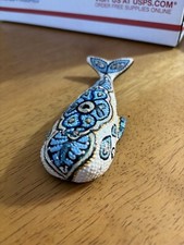 Wood Carved whale punta Cana Rhinestones