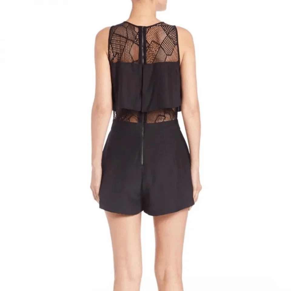 Mini mameluco Parker Kamal de encaje de seda negro mediano Foto 3 de 4