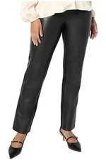 Belle by Kim Gravel Women's Faux Leather Front, Ponte Back Pant Black