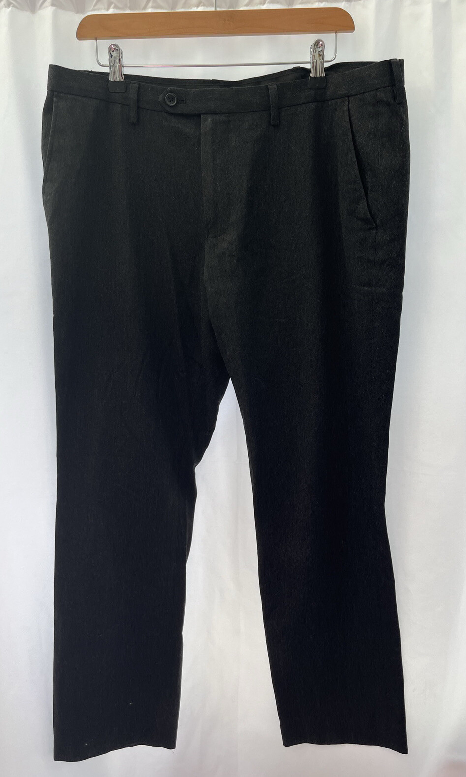 Mens Grey Polyester Straight Leg Dress Pants W36 L29