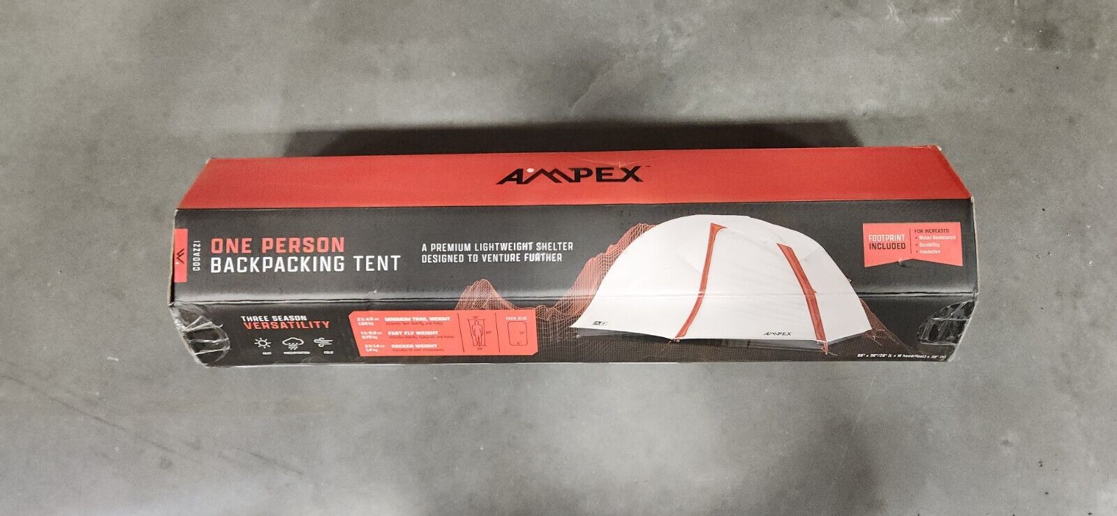 Ampex Codazzi One Person Backpacking Tent Lightweight W/Footprint Brand New