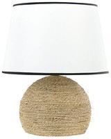 Tischlampe Strohschnur NatüRlich 1-Flammig Mit Stoffschirm Kegelform Boho Growee