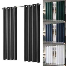 Blackout Eyelet Curtains Plain Black Out Thermal Ring Top Curtains Pair