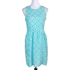 Escapada Back Keyhole Cutout Fit And Flare Geometric Print Dress, Size S