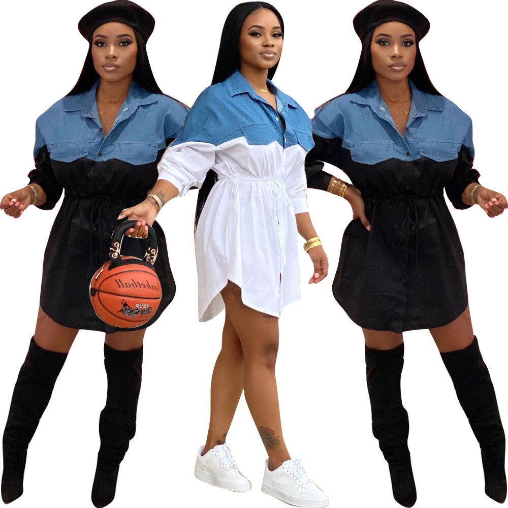 chinese dress ladies WIWIQS Women Oversized Casual Summer Blouse Dress Simple Casual Flowy  Dresses Floral Print Long Sleeve Dresses BLK S at Amazon Women's Clothing  store