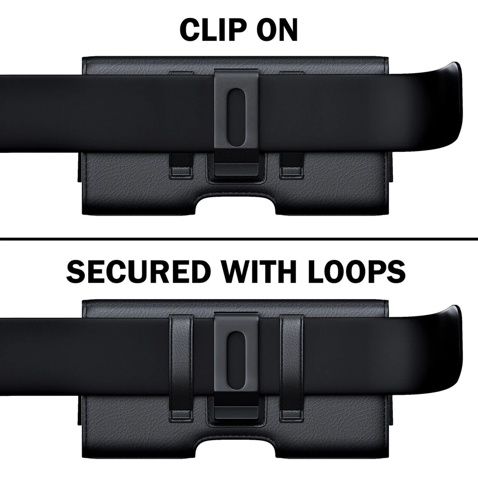 XL LEATHER RUGGED Cell Phone Belt Holder Holster Case with Clip Carrying Pouch - Image 4 of 4