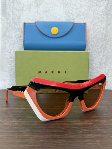 Marni Devil's Pool Striped Sunglasses P1N Red/Black/Orange 56mm - Picture 12 of 12