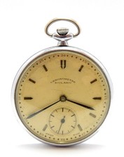 Pocket Watch Chronometre BOLARO 15 Jewels Art Deco Case Steel 48mm 1920c Working