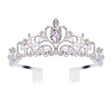 Crystal AB Rhinestone Tiaras and Crowns for Women - Princess Elegant Headband wi