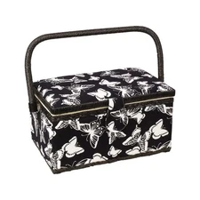 Adolfo Floral Sewing Basket w/ Removable Tray & Pin Cushion Storage Box