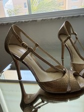 Alexandre Birman Metallic T-Strap Stiletto Sandals