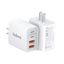 40W USB C Charger Cube, 2-Pack Wall Plug Fast Charging Block, 4-Port White
