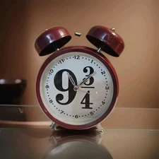 RARE Harry Potter Platform 9-3/4 RETRO Alarm Clock Maroon Double Bell Quartz EUC