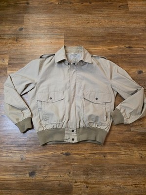 Vintage Schott NYC Sportswear Beige Nylon Jacket Mens Size L Old Money