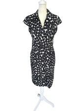 Ann Taylor women's sheath dress cream with bold black polka dots lined size 4