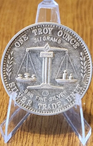 1 Troy Ounce .999 Fine Silver Round – Great Seal Eagle / Scales Design