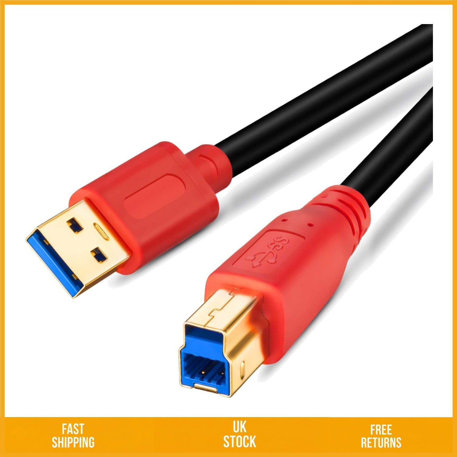 Durable Super Speed USB 3.0 Printer Scanner Data Transfer Cable Red 2m/6ft 1pc