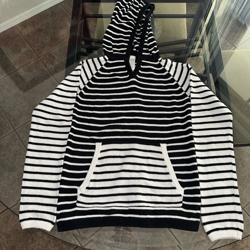 Ivivva Black White Striped Long Sleeve Sweater Kids size 12. 100% Cotton