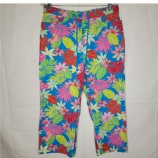 Vintage Sag Harbor Sport Women's Tropical Floral Print Capri Pants