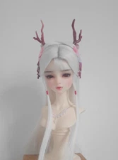 1/4 1/3 Archaic Fairy Styling Wig White Long Hair With Hair Ornament Fit BJD
