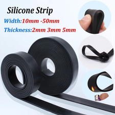 Black Solid Silicone Flat Strip Sealing Strip Thick 2/3/5mm Width 10/15/20-50mm
