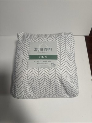 South Point 6 Piece Microfiber King Sheet Set Chevron Grey New With Tags